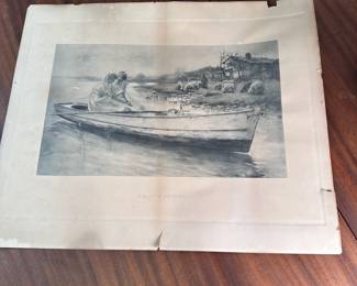 Vintage print titled 'Heart's Seoret', fragile condition 20" x 24"