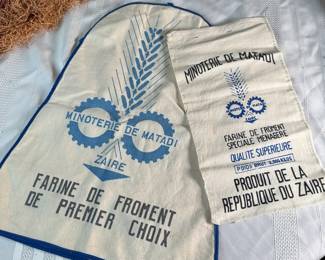 Vintage Farina sacks from Zaire, largest is 24"