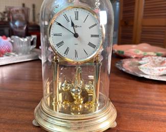 Howard Miller quartz battery-operated anniversary clock with glass globe, inscribed plate 10"H