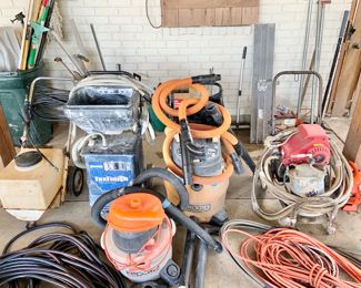 Indoor painting equipment, hoses, shop vacs, etc.