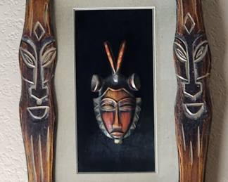 Carved African Art In Shadow Box