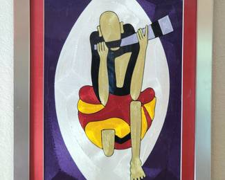 Original Handwoven Wall Art - Man Playing Flute