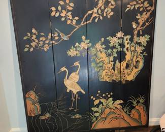 Vintage 4 panel, double-sided room screen