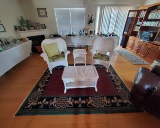 4 piece Wicker Set,  Wool Rug