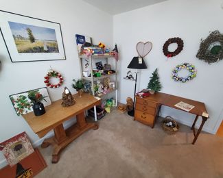 Vintage Tiger Wood Library Table and a Handmade Office Desk