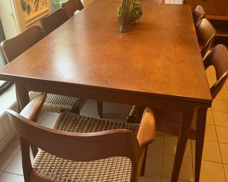 Mid century Moden dining table and 8 chairs
