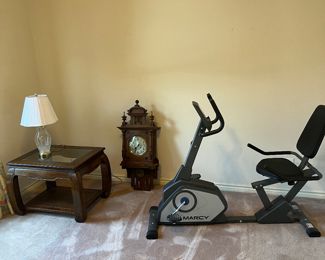Exercise equipment and clocks and end tables