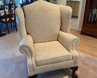 Winged back chair and foot stool