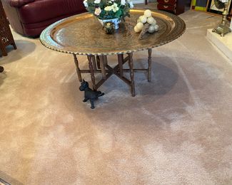 Asian brass snd wood coffee table