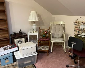 Rocker, tables and decor