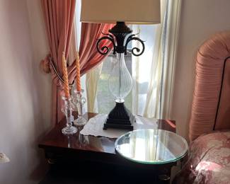 Pair of glass lamps and miscellaneous decor