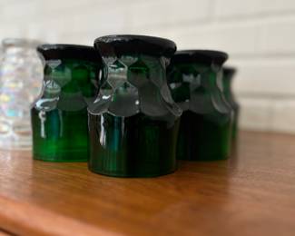 Green thumbprint vintage 8 ounce glasses