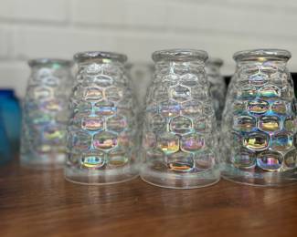 Federal Glass 'Yorktown' Iridescent Footed 12oz Tumblers, 1950's