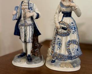 Vintage Porcelain Blue Figurines 