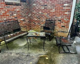 Wrought Iron Bench, Table & 2 chairs - $200