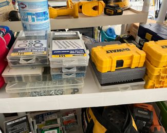 Lots of hardware in cases, dewalt  bit sets