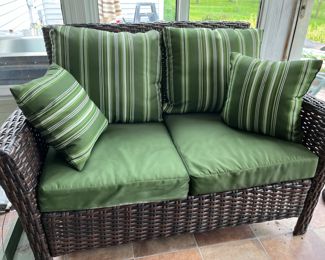 Patio rattan love seat