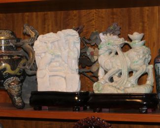 Censor and jade carving on left for sale. Qilin on right is sold.