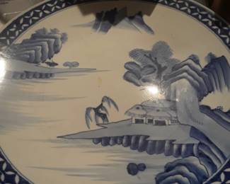 Large blue and white charger