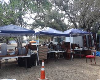 Setting up our six tents. Browse and explore two other buildings and the front portion of the warehouse in this Part I Sale Thursday, Friday and Sunday. NO SALE SATURDAY.