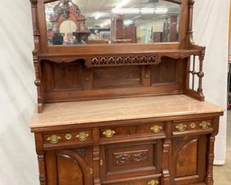 61X90 WALNUT MARBE TOP SIDEBOARD