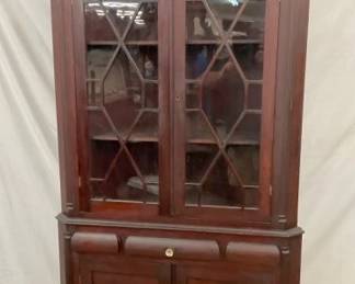 UNUSUAL 2 PIECE CORNER CUPBOARD 