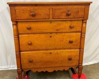 1850'S RARE CURLY MAPLE CHEST 