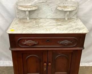WALNUT MARBLE TOP WASHSTAND 