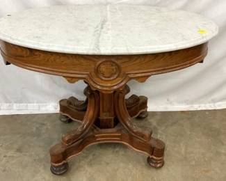 MARBLE TOP ROSEWOOD TABLE 