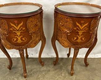 MATCHING PAIR FRENCH INLAID NIGHTSTANDS 