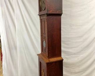 SIDE VIEW 1/4 SEWN OAK GRANDFATHER CLOCK