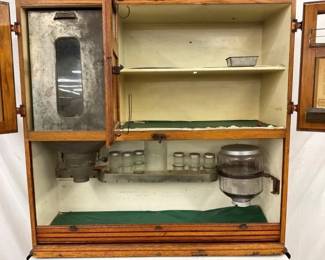 INSIDE VIEW OAK HOOSIER CABINET 