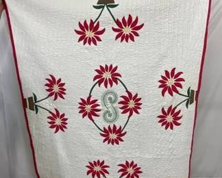EARLY HANDMADE FLOWER QUILT