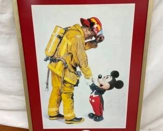 28X41 DISNEY PRINT OF MICKEY W/FIREMAN