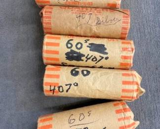 (5) ROLLS 1960'S QUARETERS 40% SILVER