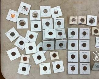 CLOSE UP VIEW VARIOUS COINTS