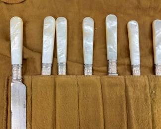 CLOSE UP VIEW MOTHER OF PEARL HANDLES