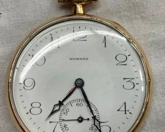 17 JEWEL HOWARD GOLD CASE POCKET WATCH