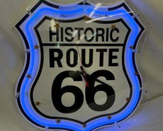 17X18 ROUTE 66 NEON CLOCK