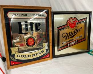 18X22 MILLER AND LITE ADVERTISING SIGNS