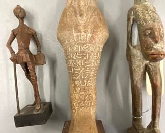 WOODEN AND STONE FIGURES