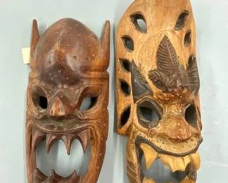 WOODEN CARVED TRIBAL MASK 15IN