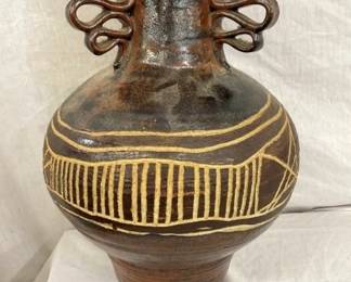 UNUSUAL 16IN STUDIO POTTERY VASE
