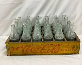 COKE CRATE W/ EMB. CC BOTTLES
