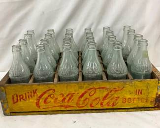 COKE CRATE W/ EMB. CC BOTTLES