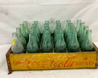 COKE CRATE W/ EMB. CC BOTTLES