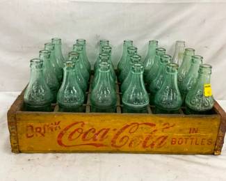 COKE CRATE W/ EMB. CC BOTTLES