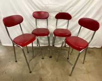 4 MATCHING RED DECO CHAIRS