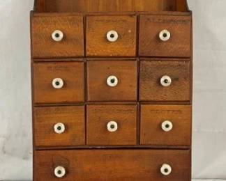 EARLY HANGING SPICE CABINET 10X26