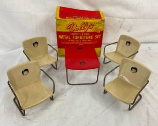 EARLY METAL DOLLY FURNITURE W/ORIG. BOX